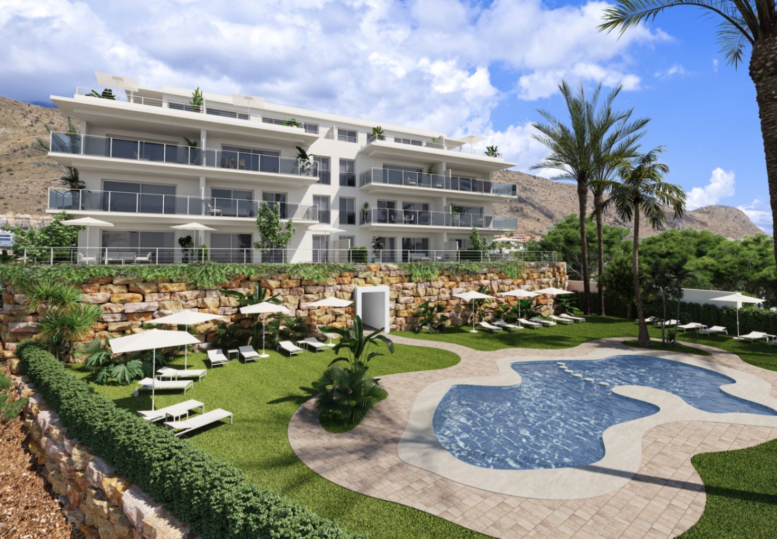 Apartamenty w nowej zabudowie w Sierra Cortina w Finestrat.