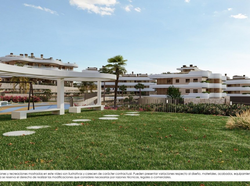 Apartamento con jardín y vistas al mar en una nueva urbanización de Finestrat