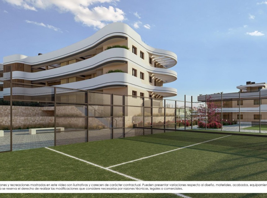 Apartamento con jardín y vistas al mar en una nueva urbanización de Finestrat