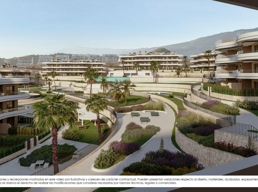 Apartamento con jardín y vistas al mar en una nueva urbanización de Finestrat