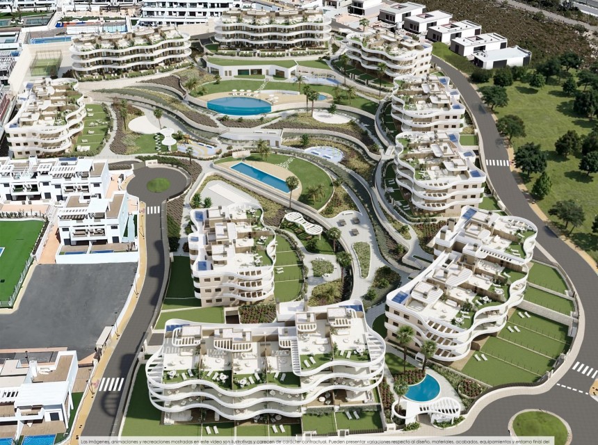 Apartamento con jardín y vistas al mar en una nueva urbanización de Finestrat