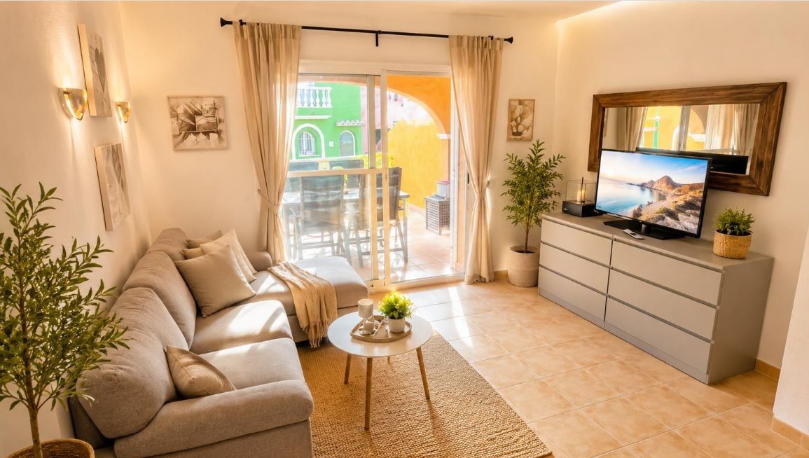 Apartamento en la planta baja con jardín y gran piscina en Cumbre del Sol.